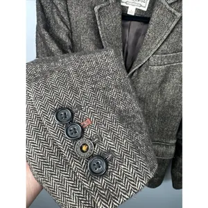 Vintage Banana Republic 0 Blazer Womens‎ Tweed Wool Linen 2006 Brown READ thumbnail 7