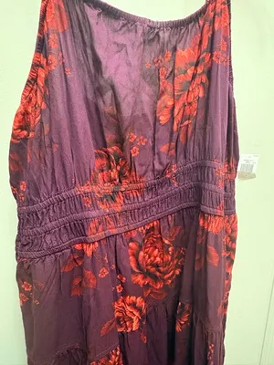 Old Navy Plum waist defined NwT women’s Midi Dress with Floral Print thumbnail 9