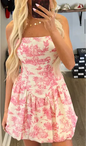Tic toc Pink and white mini dress thumbnail 1