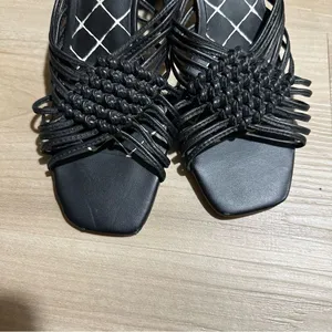 Dolce Vita Black Delana Woven‎ Leather Sandals 7.5 Block Heel thumbnail 8