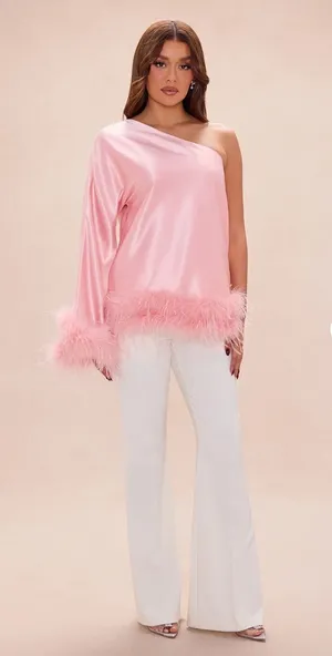FashioNova feather top thumbnail 1