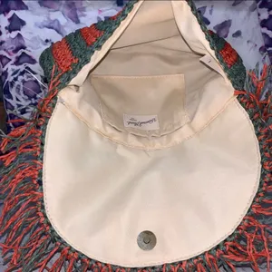 Universal Threads Crochet Fringe Clutch Boho Woven Foldover Bag Red Green‎ thumbnail 3
