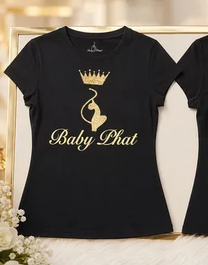 Title 🛍️ NWT Baby Phat Women's Black & Gold Rhinestone Logo T-Shirt - Size L ✨ thumbnail 1