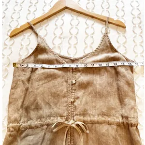 Bella Dahl 100% Linen Button Front Midi‎ Dress Tan size XS thumbnail 6