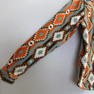 Outback Trading Tabitha Big Shirt Womens Medium Orange Button Up Fleece Aztec thumbnail 5