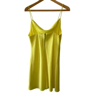 Alice + Olivia Neon Yellow Satin Cowl Neck‎ Slip Mini Dress Size 6 thumbnail 4
