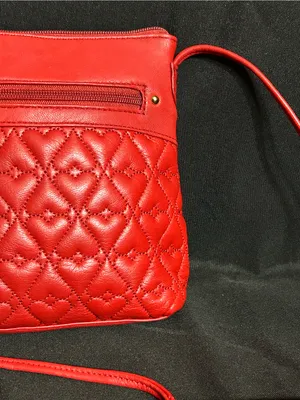 Stone Mountain Red Quilted Crossbody Bag with Heart Charm thumbnail 3