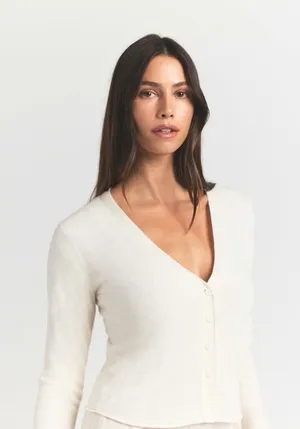 NWT Skims Featherweight Cashmere Cardigan Small Egret Authentic thumbnail 1