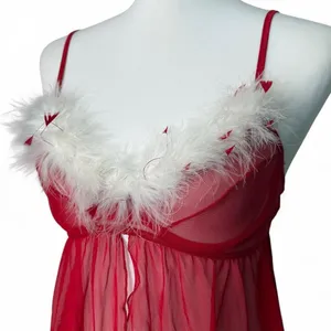 Sexy Mesh Marabou Lingerie Babydoll thumbnail 2