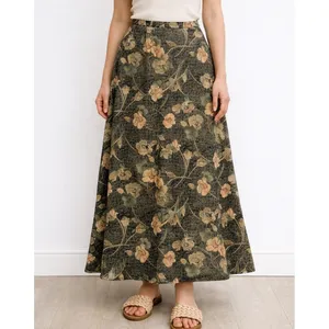 Requirements Vintage 90s Y2K Maxi Skirt Womens Large Green Floral Feminine Boho Hippie‎ Fairy thumbnail 2