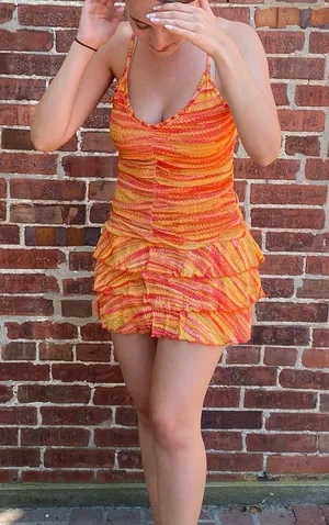 Wild Fable S Red Orange Yellow Strappy Dress thumbnail 6