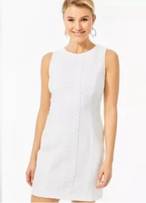 Lilly Pulitzer Mila Stretch Shift in Resort White Turtle Pucker Jacquard thumbnail 1