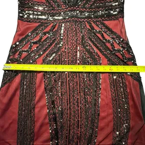 Womens Whimsigoth Dark Fairy Sequin Mesh Dress Size L Black Red Y2K 20s HOCO thumbnail 12