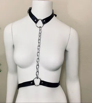 Black Harness Chunky Chain Belt New thumbnail 7
