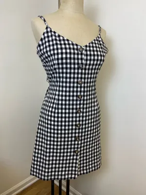 Black & White Gingham Mini Sundress | Cutout Tie Back thumbnail 4