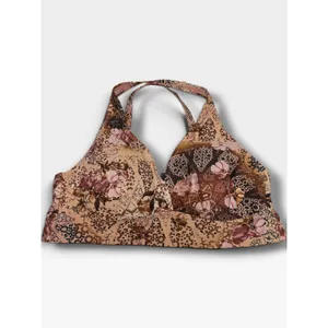 Torrid Bikini Top 1X 14 16 Pink Brown Patchwork Paisley Floral Wireless Swim thumbnail 2