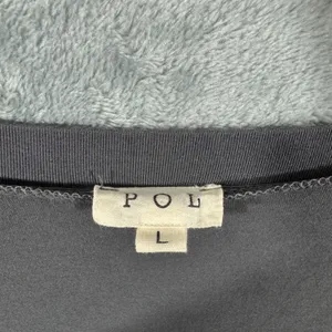 POL Tank Top Charcoal Grey V-Neck Pleated Shoulder Hem Size Large thumbnail 3