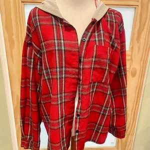 Flannel Jacket With Hood Size XL Red thumbnail 3