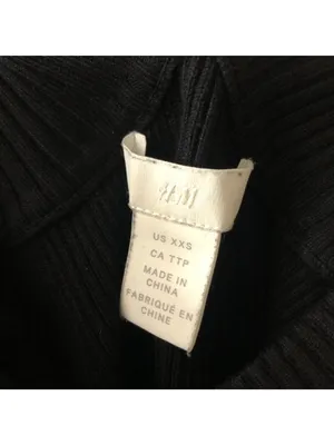 H&M Womens Tank Top Ribbed Square Neck Stretch Racerback Black XXS thumbnail 3