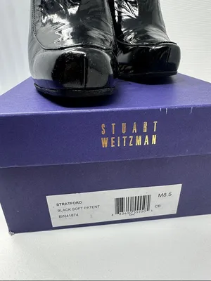 Stuart Weitzman Black Patent‎ Leather Loafer Pumps Size 8.5 thumbnail 5
