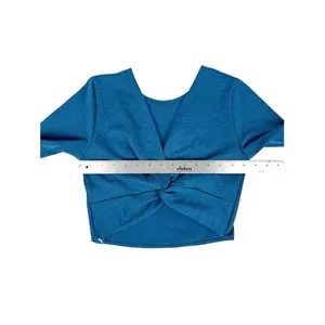 JoyLab Turquoise Blue Marl Long‎ Sleeve Cropped Fit Seamless Tee Top Size Medium thumbnail 4