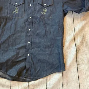 Vintage Triple LLL Brand Denim Western Embroidered Pearl Snap Long Sleeve Sz XL thumbnail 4