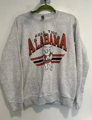 Vintage-style Alabama Crimson Tide Sz:S graphic Heather Gray Crewneck sweatshirt thumbnail 1