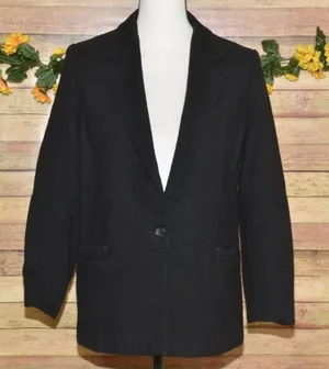 Vintage Forecaster Ladies 9/10 Black Pure Wool Blazer Jacket Career Academia thumbnail 1
