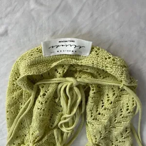 American Threads Green Crochet Crop Top Tank Adjustable Straps Y2K Small Medium‎ thumbnail 4