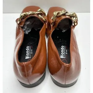 Blondo Sonny Waterproof Brown Patent‎ Chain Loafers Square Toe Shoes Size 5 thumbnail 6