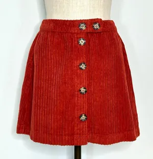 Urban Outfitters BDG Jumbo Corduroy Button-Down Mini Skirt in Red Rust sz Small thumbnail 1