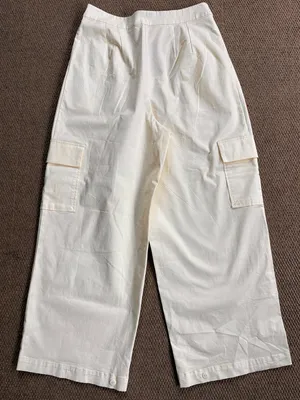 NWT Anthropologie Du Paradis Wide Leg Cargo Pants Cream Size 10 Retail $170.00 thumbnail 10
