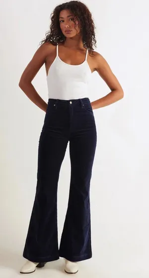 Rolla's womens Navy Eastcoast Flare Corduroy Jeans size 25 US (7 AUS) thumbnail 1