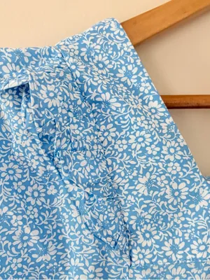 J Crew Factory Squareneck ruffle top puff sleeve blue cornflower white size S thumbnail 7