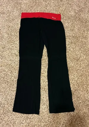 Skinny Girl Black Wide-Leg Yoga Pants Flare Leggings with Red Waistband thumbnail 1