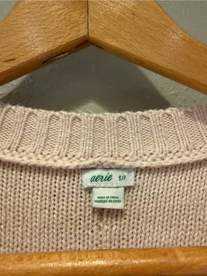 Aerie Oversized Pink Drop Shoulder Knit Sweater Side Slit Size Small thumbnail 3