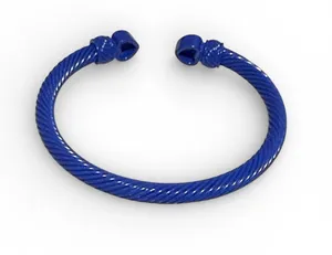 Plunder Cobalt Blue Twisted Cable Open Cuff Bracelet New thumbnail 1