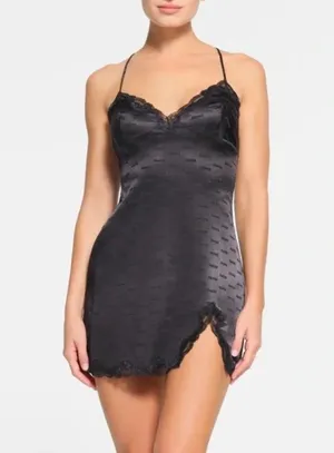 SKIMS Jacquard Lace Slip Dress in Onyx Size XS thumbnail 1
