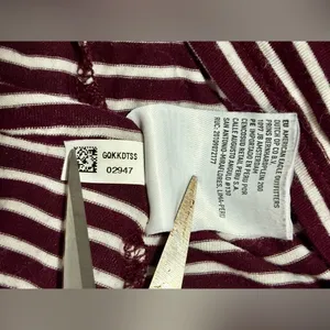 American Eagle Maroon/White Striped Soft & Sexy T-Shirt thumbnail 7