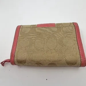 Coach Signature Trifold Pink C Canvas & Leather Wallet thumbnail 3