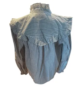 Rebecca Minkoff Women's Linda Stripe Ruffle Top Size M (19-20” PTP) NWT thumbnail 4