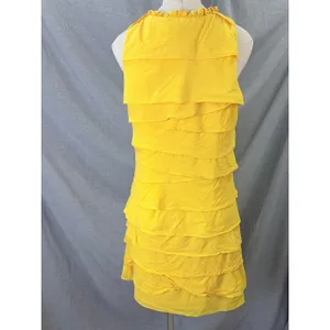 S.L. Fashions Yellow Tiered Ruffle Dress Beaded‎ Neckline 14 Vacation thumbnail 5