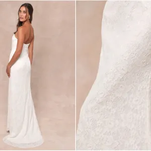 LULU's Sexy Bridal Wedding Chic Elegant Lace Bustier Sophisticated Maxi Gown thumbnail 5