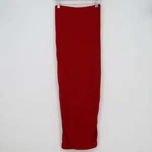 SHEIN BAE Red Ruched Ruffle Front Maxi Skirt Small Mesh Draped Lined thumbnail 6