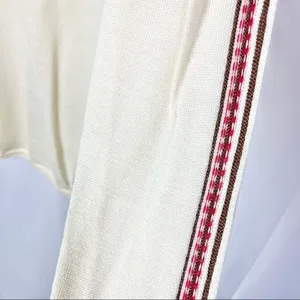 Worth Ivory Crew Neck Pullover Stripe Shoulder & Sleeve Wool Sweater S‎ thumbnail 3