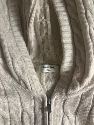 Aritzia Sunday Best Octavia Zip Hoodie Cable Knit Cream Wool Sweatshirt thumbnail 4