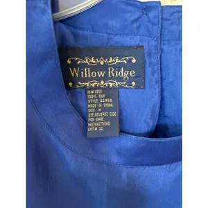 Willow Ridge Royal Blue 100% Silk Short Sleeve Blouse Top Medium 42454 thumbnail 4