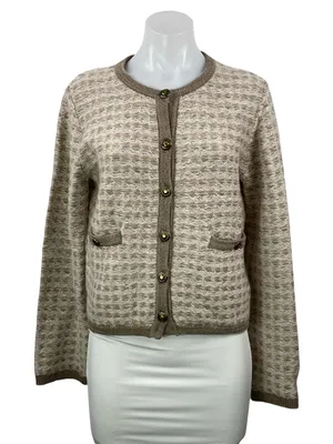 NEW Rag & Bone Robyn Beige Tweed Wool Mohair Long Sleeve Cardigan Sweater Top S thumbnail 1