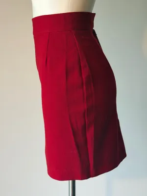 PANTZ Vintage 100% Wool Vibrant Red Pencil Skirt thumbnail 3