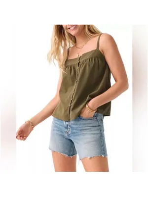 Faherty Sleeveless Olive Green Tank Top Size XS thumbnail 2
